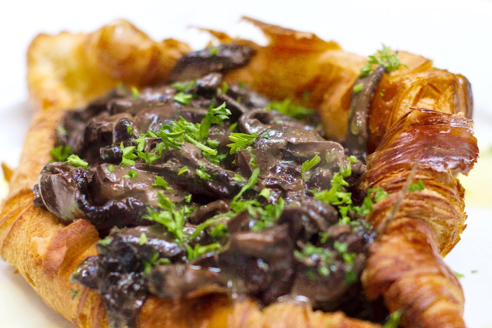 Some of us prefer savoury croissants such as one loaded with sautéed mushrooms.