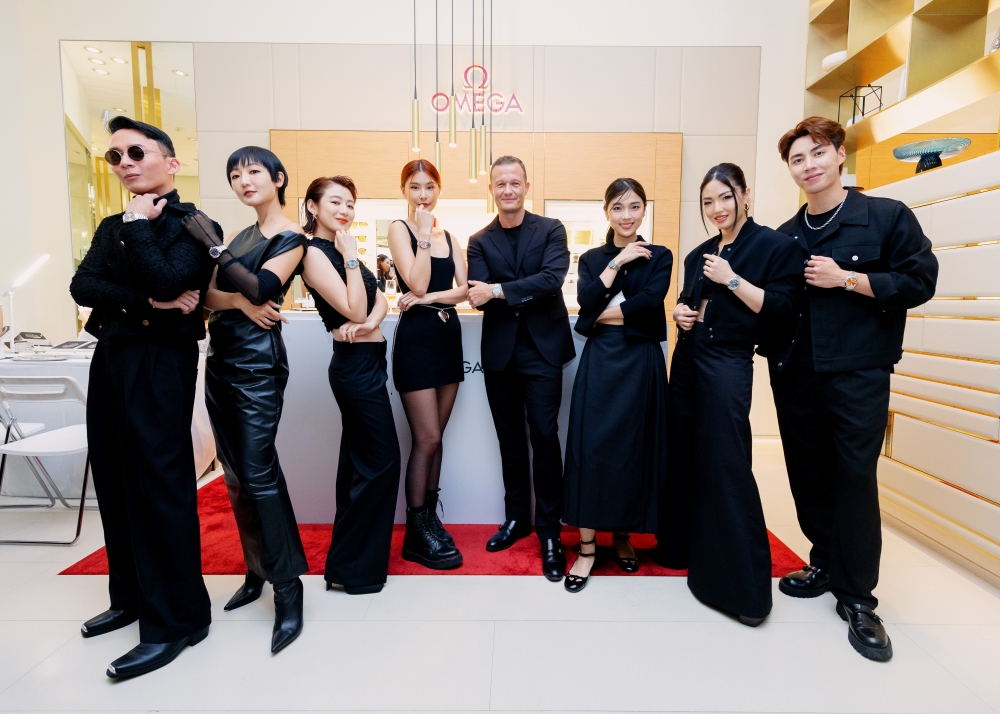 (From left) Andre Amir, Jojo Goh, Kendra Sow, Juwei Teoh, Martin Issing, Jovane Phang, Jas Chin and Uriah at Omega boutique in The Gardens Mall. — Picture courtesy of Omega