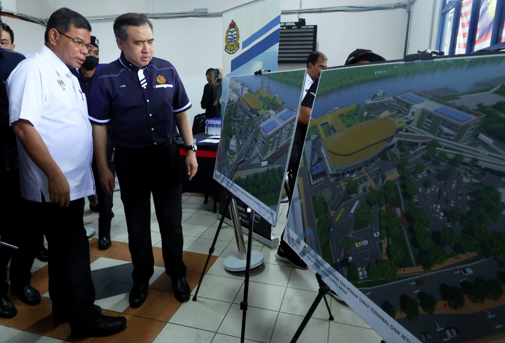 Transport Minister Anthony Loke (right) visits the Kuala Kedah Passenger Jetty in Alor Setar May 30, 2023. ― Bernama pic