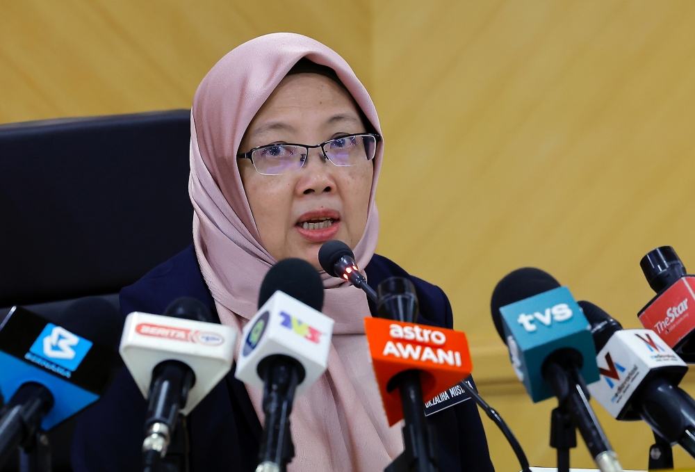 Health Minister Dr Zaliha Mustafa speaks during a press conference in Putrajaya May 30, 2023. — Bernama pic