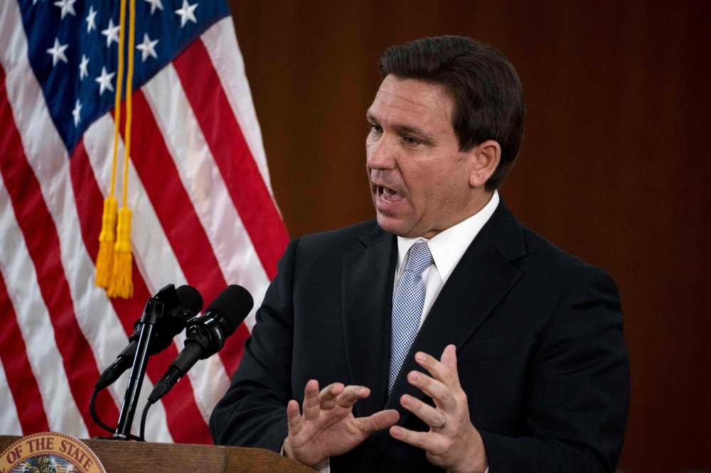 DeSantis bashed Trump on issues such as immigration, Covid policy and federal spending, suggesting that he had drifted away from conservative principles as president. — AFP pic