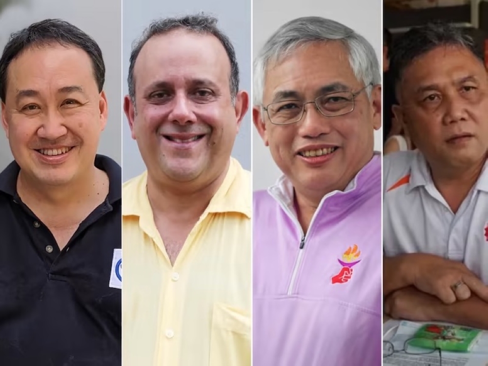(from left) Lim Tean, secretary-general of Peoples Voice; Reform Party’s secretary-general Kenneth Jeyaretnam; Goh Meng Seng, secretary-general of the People’s Power Party; and Democratic Progressive Party’s secretary-general Hamim Aliyas. — TODAY file pic, Reform Party, People’s Power Party