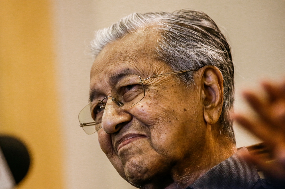 Former two-time prime minister Tun Dr Mahathir Mohamad is investigated under Section 124B of the Penal Code for committing an activity detrimental to parliamentary democracy. — Picture by Hari Anggara