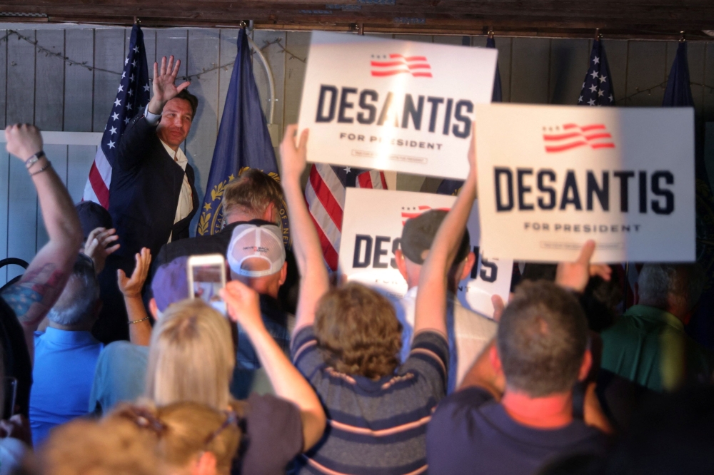 File photo of Republican presidential candidate and Florida Governor Ron DeSantis taking the stage at a campaign event at the Derry-Salem Elks Lodge in Salem, New Hampshire, US, June 1, 2023. — Reuters pic