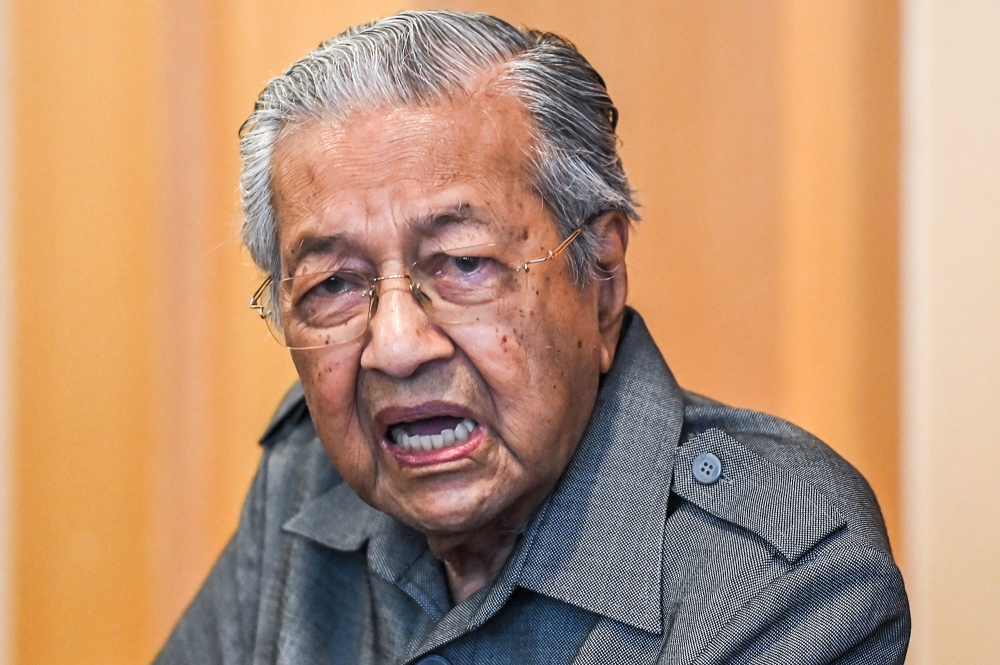 This file photograph shows former prime minister Tun Dr Mahathir Mohamad during a press conference in Putrajaya on March 28,2023. — Picture by Miera Zulyana