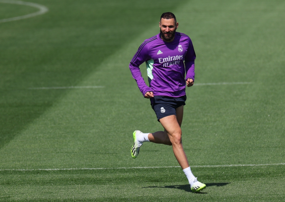 Real Madrid’s French forward Karim Benzema attends a training session at the Real Madrid City training complex in Valdebebas, outskirts of Madrid on June 3, 2023. — AFP pic 