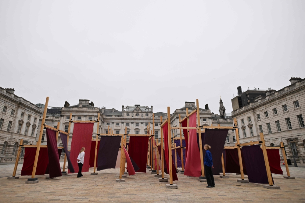 Visitors look at Malta installation during the press preview of the London Design Biennale 2023 at Somerset House, central London. — AFP pic 
