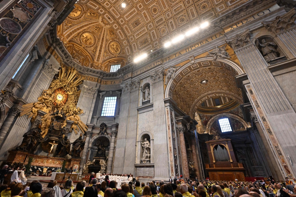 A special purification rite was held at the main altar of St. Peter’s Basilica on Saturday after it was desecrated by a man who stood on it naked to protest against the war in Ukraine. — AFP pic