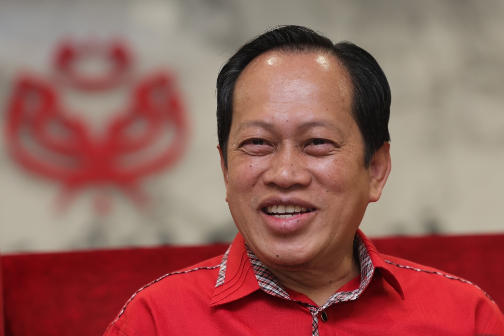 Umno Supreme Council member Datuk Seri Ahmad Maslan speaks to the media during a media conference at the Johor Umno Liaison Office in Johor Baru June 4, 2023. — Bernama pic