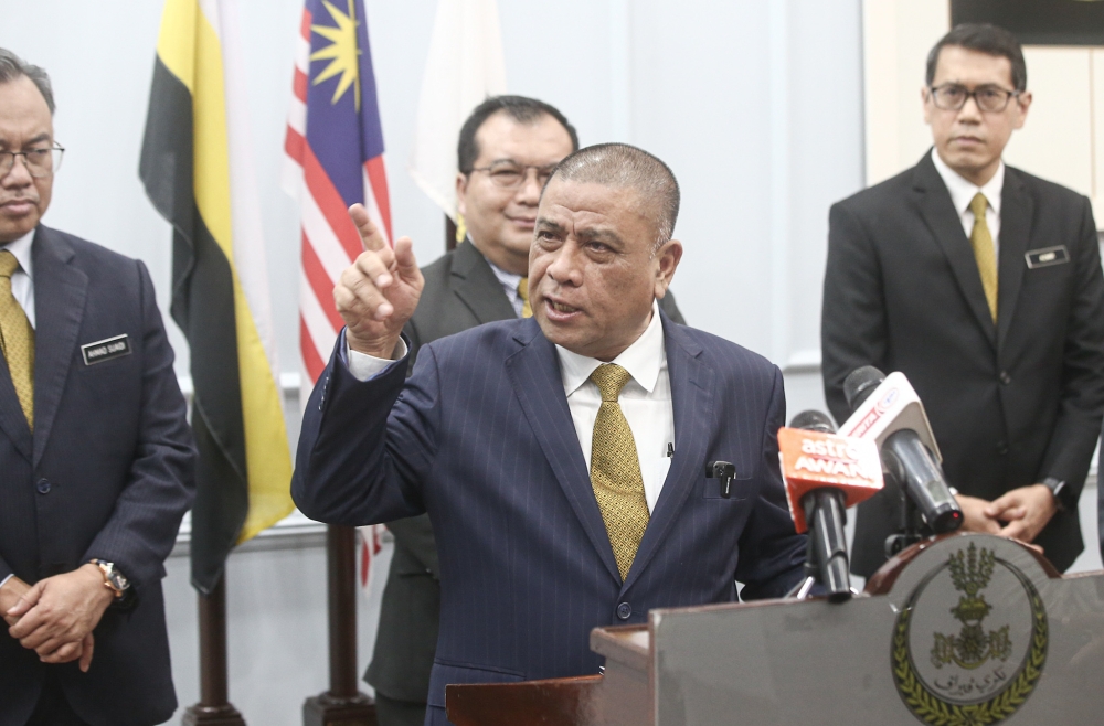 Perak Menteri Besar Datuk Seri Saarani Mohamad speaks during a press conference at the Menteri Besar Office in Perak Darul Ridzuan Building in Ipoh June 7, 2023. — Picture by Farhan Najib