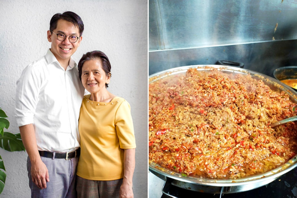 Owner Derson Tan learned to cook from his mother (left), using only real herbs and spices with zero MSG (right).