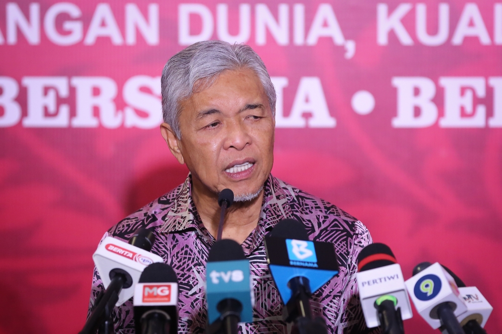 Umno president Datuk Seri Ahmad Zahid Hamidi speaks during a press conference at the World Trade Centre in Kuala Lumpur June 8, 2023. — Picture by Yusof Mat Isa