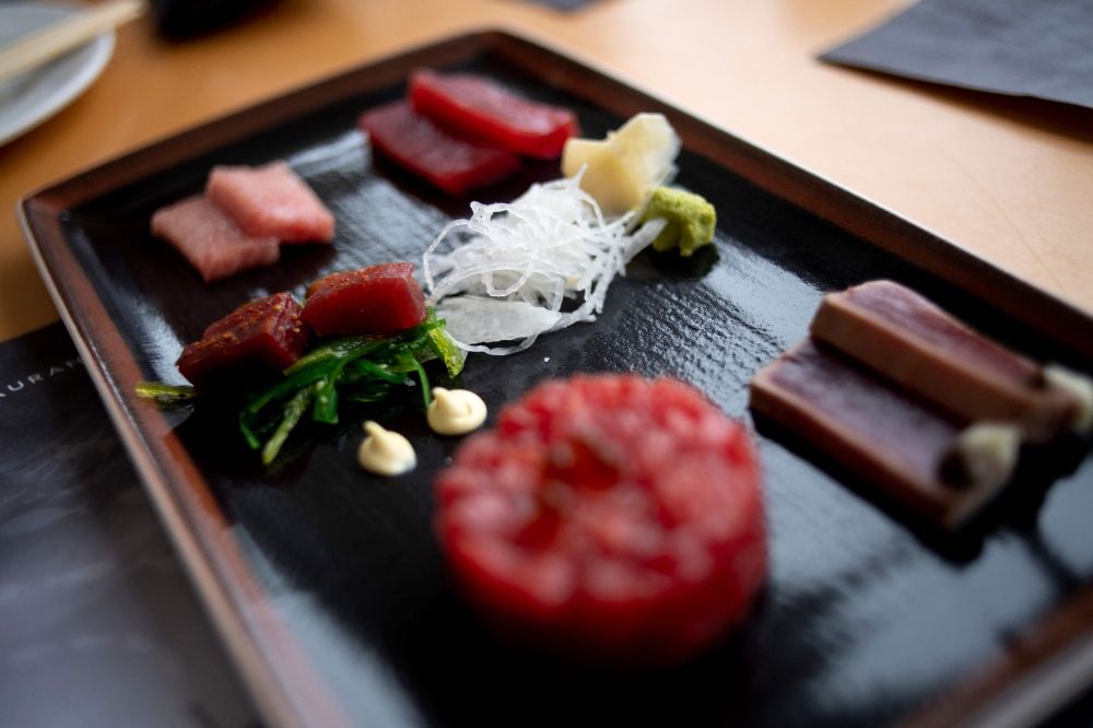 A tuna dish by Spanish chef specialising in bluefin tuna Julio Vazquez is pictured at his restaurant El Campero, in Barbate, southern Spain on May 17, 2023. — AFP pic 