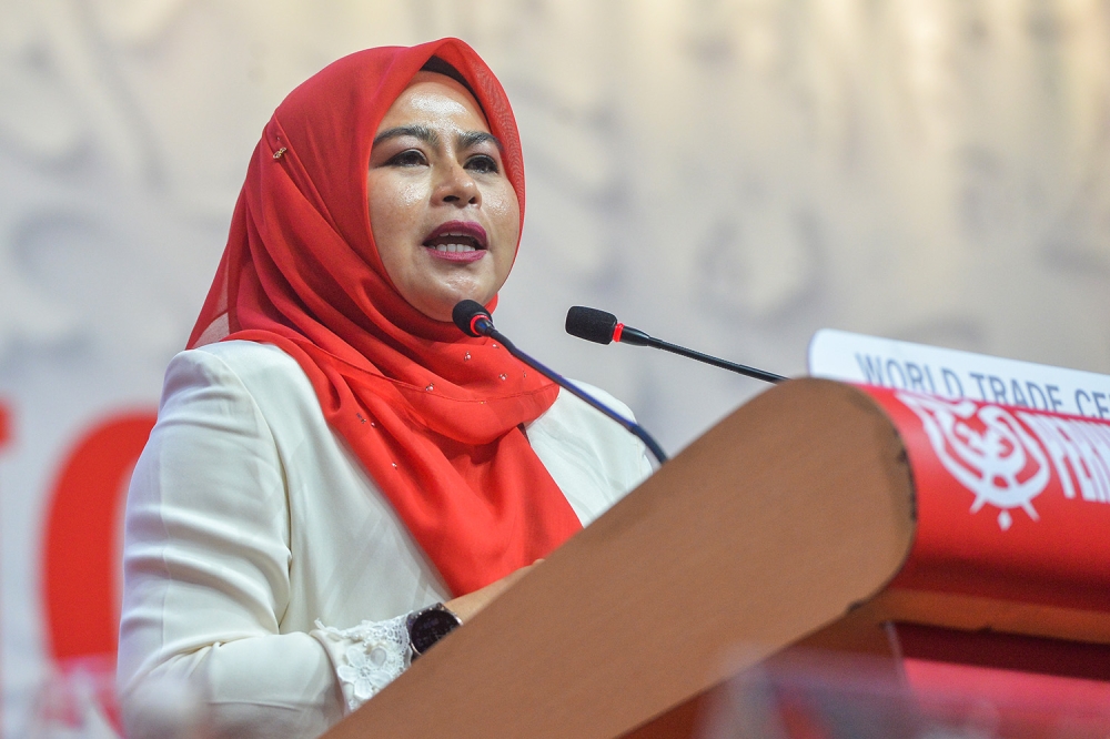 Umno Women chief Datuk Seri Noraini Ahmad said that Umno’s role in Prime Minister Datuk Seri Anwar Ibrahim’s administration was crucial to maintain the order and stability needed for Malaysia to prosper. — Picture by Miera Zulyana