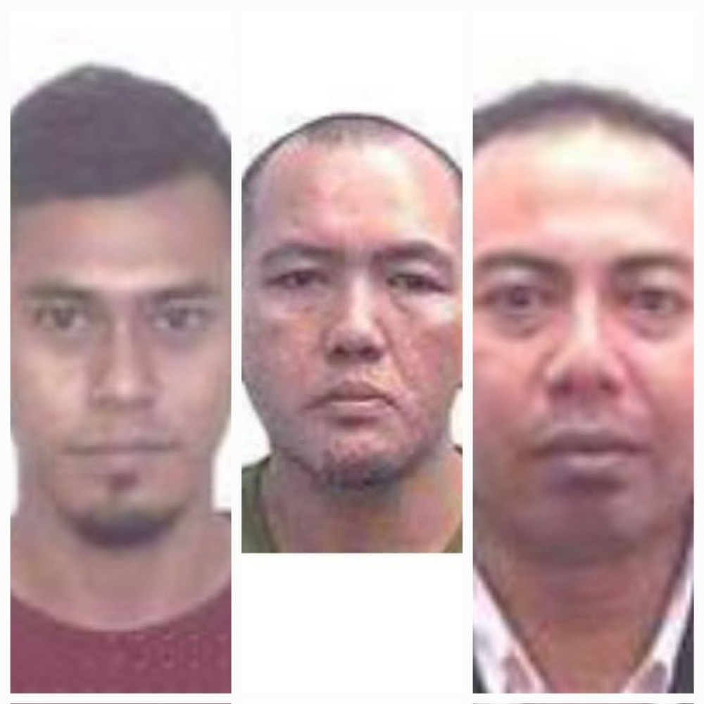 (From left) A combination photograph shows Muhammad Najib Somadin, Muhamad Zaki Johari, and Muhammad Diah Abas. — Picture courtesy of the Muar district police