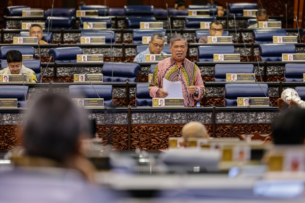 Agriculture and Food Security Minister Datuk Seri Mohamad Sabu speaks during a question-and-answer session in the Dewan Rakyat, Kuala Lumpur June 15, 2023. — Bernama pic