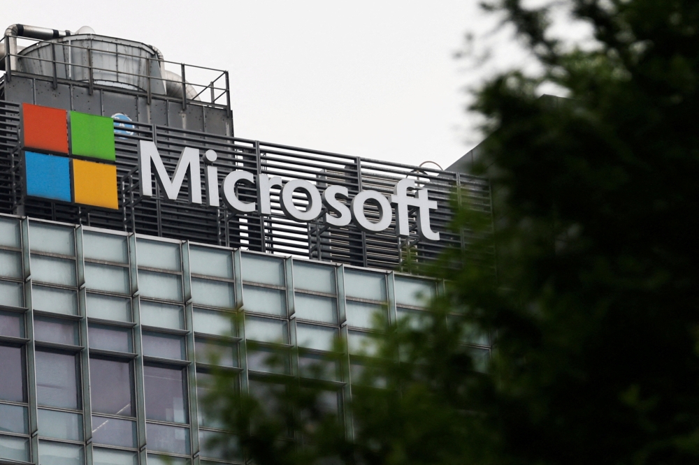 File photo of the logo of Microsoft pictured on its office building in Beijing, China May 25, 2023. — Reuters pic