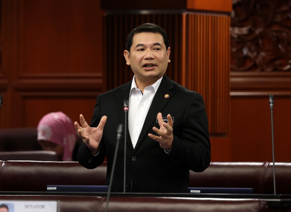 Economy Minister Rafizi Ramli during the question and answer session at Dewan Negara, June 19, 2023. — Bernama pic 