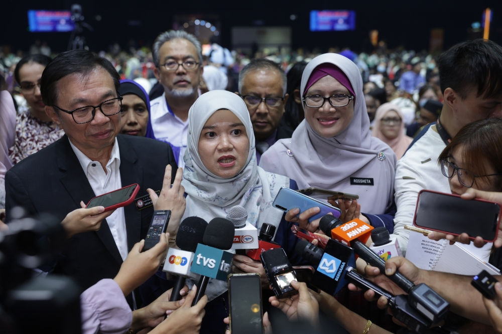 Education Minister Fadhlina Sidek speaks to the media after the Malay Language Empowerment Programme for Kuala Lumpur and Selangor Chinese and Tamil Schools in Kuala Lumpur, June 20, 2023. — Bernama pic 