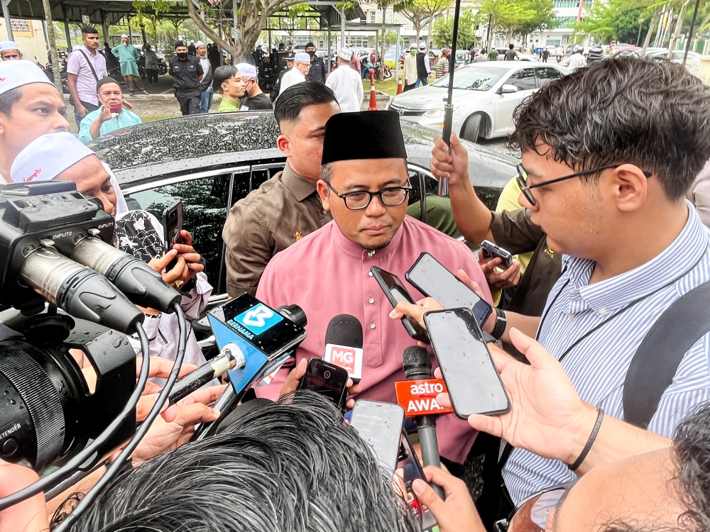 Selangor Menteri Besar Datuk Seri Amirudin Shari speaks to the press after Friday prayers at Taman Tun Hussein Onn Mosque in Cheras June 23, 2023. — Picture by Sayuti Zainudin