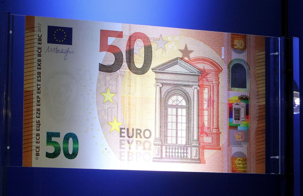 The European Central Bank (ECB) presents the new 50 euro note at the bank's headquarters in Frankfurt July 5, 2016. — Reuters pic