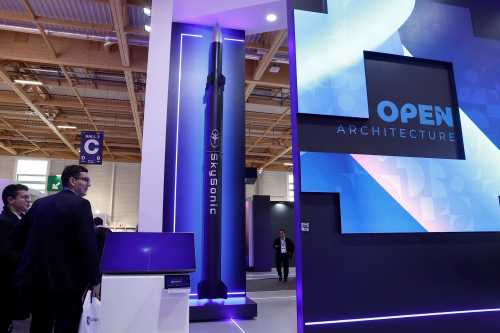Sky Sonic hypersonic missile interceptor manufactured by Rafael is displayed at the 54th International Paris Air Show at Le Bourget Airport near Paris, France, June 22, 2023. — Reuters pic