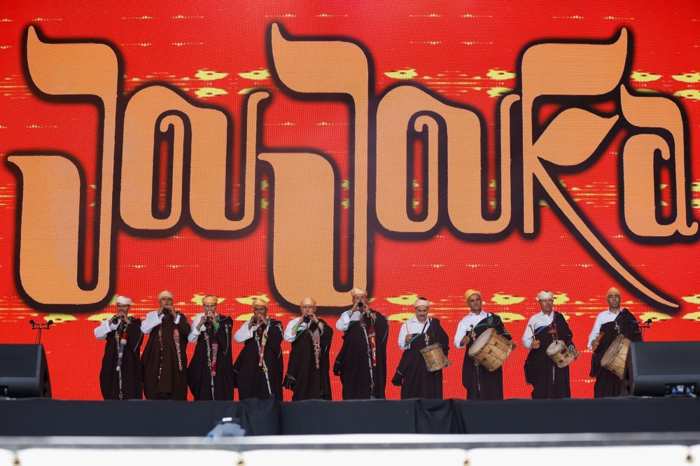 The Master Musicians of Joujouka perform at the Glastonbury Festival site in Somerset, Britain, June 23, 2023. — Reuters pic 
