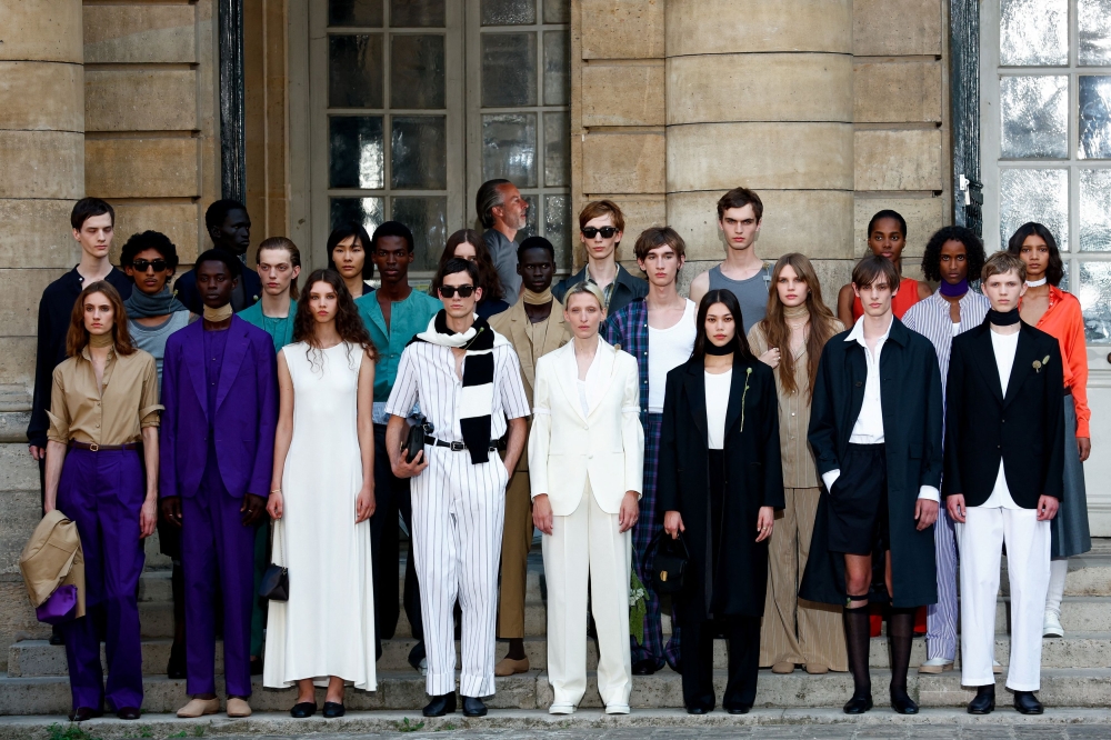 Models present creations by designer Pierre Maheo for the fashion brand Officine Generale as part of its Menswear ready-to-wear Spring/Summer 2024 collection show during Men’s Fashion Week in Paris June 23, 2023. — Reuters pic