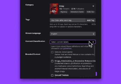 Twitch introduces Content Classification Labels for mature content