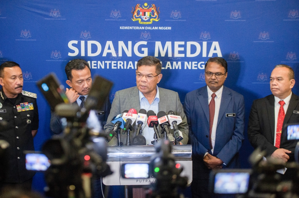 Home Minister Datuk Seri Saifuddin Nasution Ismail said that the government had already approved a quota for 1,136,000 foreign workers, but only 400,000 were brought in due to factors such as employers hiring workers in stages due to financial constraints. —   Picture by Shafwan Zaidon