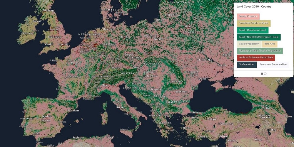 This map shows the consequences of climate change on the planet. — Picture courtesy of Esri
