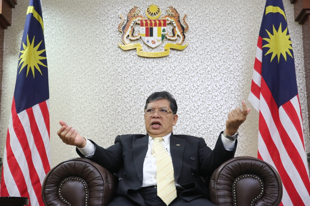 Dewan Rakyat Speaker Tan Sri Johari Abdul speaks to Malay Mail during an interview at his office at Parliament building in Kuala Lumpur June 14, 2023. — Picture by Yusof Mat Isa