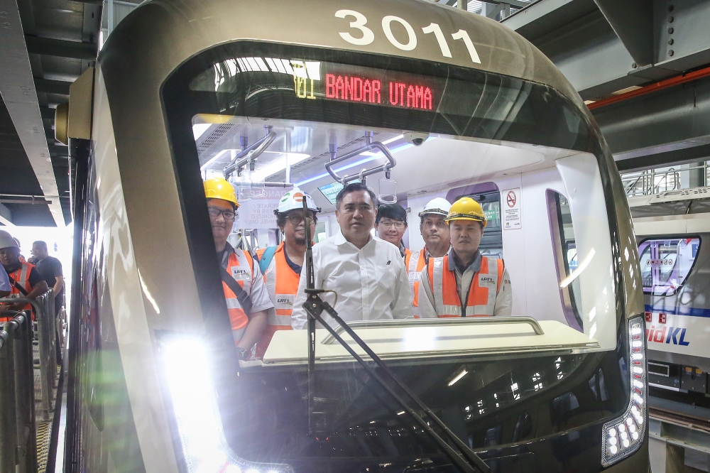 Transport Minister Anthony Loke during his visit to the LRT3 project site at Johan Setia Depot in Klang, July 4, 2023. — Picture by Yusof Mat Isa