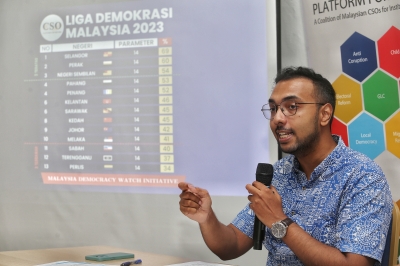 该组织将雪兰莪评为马来西亚最民主的州属，玻璃市最不民主的州属