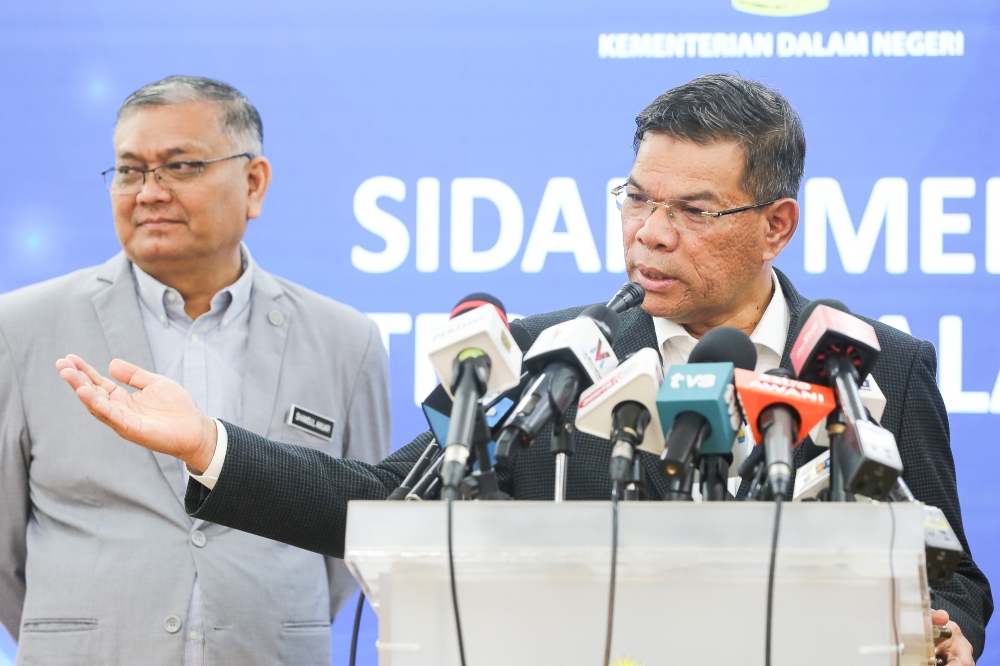 Home Minister Datuk Seri Saifuddin Nasution Ismail speaks during a press conference at its ministry in Putrajaya, July 5, 2023. — Picture by Yusof Mat Isa