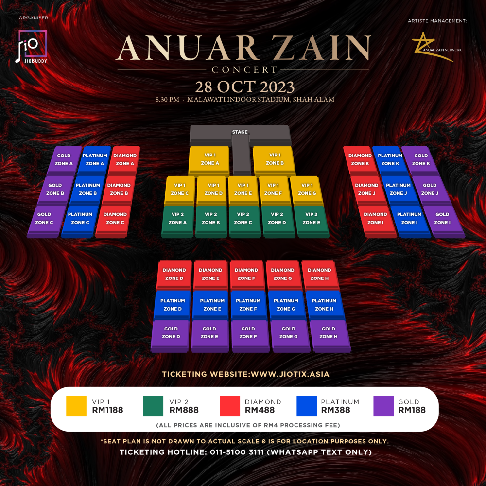 The seating arrangement for the upcoming AZ40 concert. — Picture courtesy of JioBuddy.