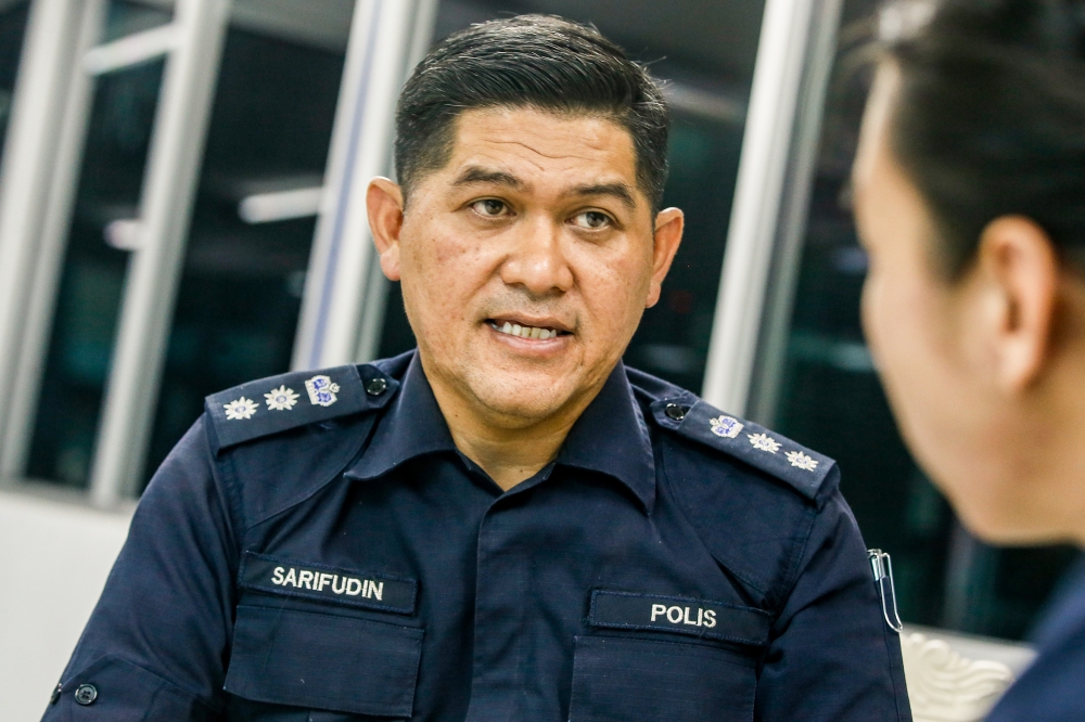 Kuala Lumpur Traffic Enforcement and Investigations Department (JSPT) Chief Assistant Commissioner Sarifudin Mohd Salleh speaks to Malay Mail at the Kuala Lumpur Traffic Police Station in Jalan Tun HS Lee, July 5, 2023. — Picture by Hari Anggara