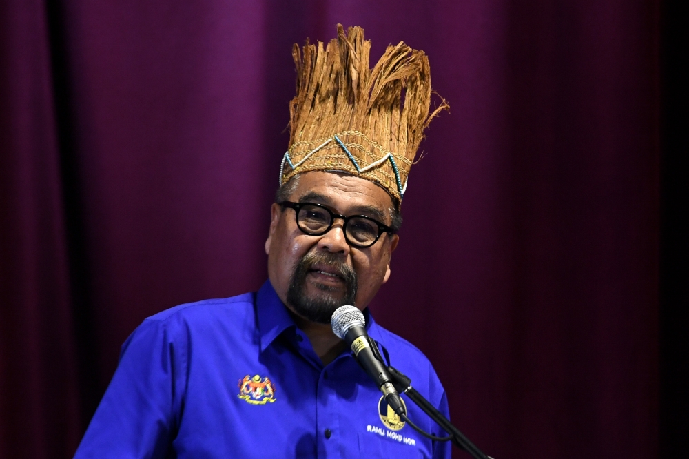 Cameron Highland MP Datuk Ramli Mohd Nor speaks during a meeting with leaders of the Orang Asli community in Negeri Sembilan in Seremban, July 11, 2023. — Bernama pic 