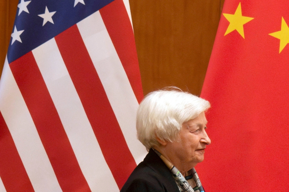 Yellen discussed trade irritants and other policy differences with China’s top economic officials and Premier Li Qiang for a marathon 10 hours over two days last week — meetings that she said put US-China ties 'on surer footing.' — Reuters pic