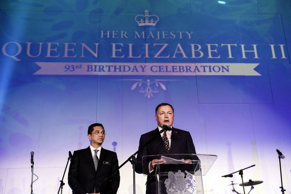British High Commissioner Charles Hay delivers his speech at Her Majesty Queen Elizabeth's 93rd birthday celebration in the Kuala Lumpur Golf and Country Club in this file picture taken on April 30, 2019. — Bernama pic