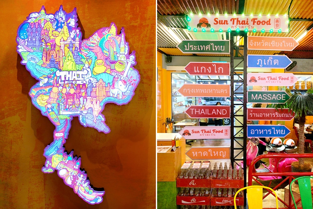 Sun Thai Food charms with home-like appeal and a colourful décor.