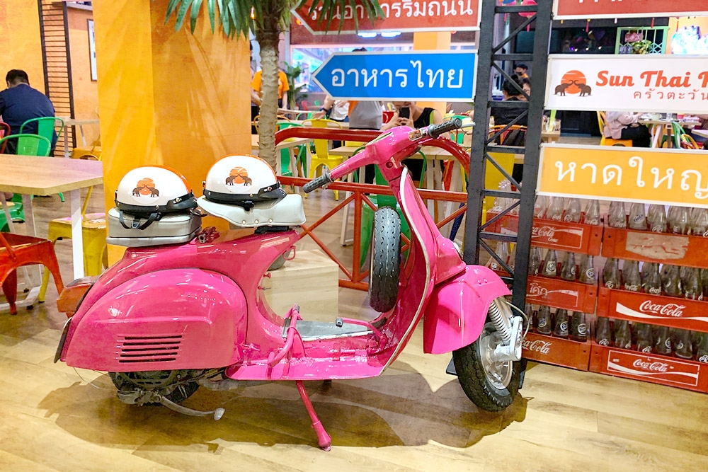 The pink Vespa is very popular with small kids.
