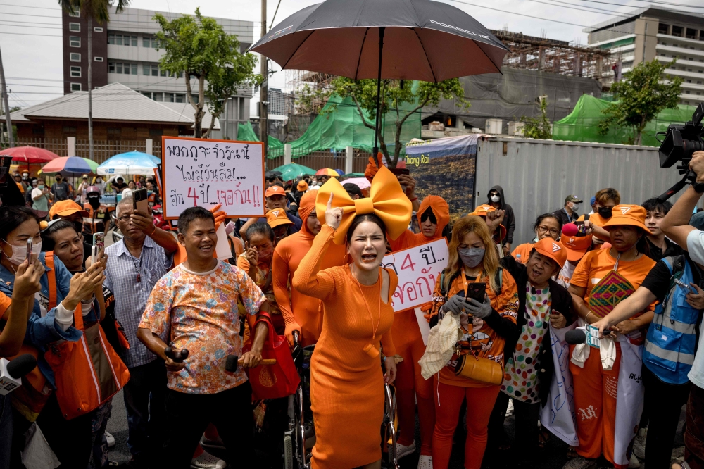 ‘Why even ask people to go to the polls?’ said a protester. — AFP pic