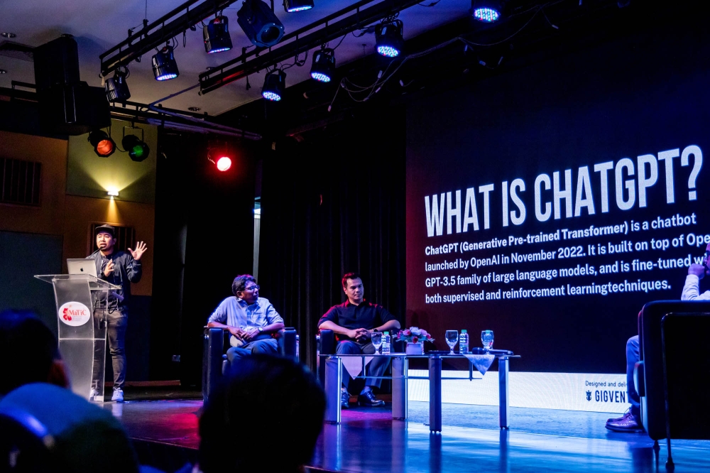 Gig Venture Khairul Ikhwan Zulkefly speaks during a panel session at the AI and local industry forum in Kuala Lumpur, July 13, 2023. The survey showed that 78 per cent of Malaysians believe AI will profoundly change their daily lives in the next three to five years. — Picture by Firdaus Latif 