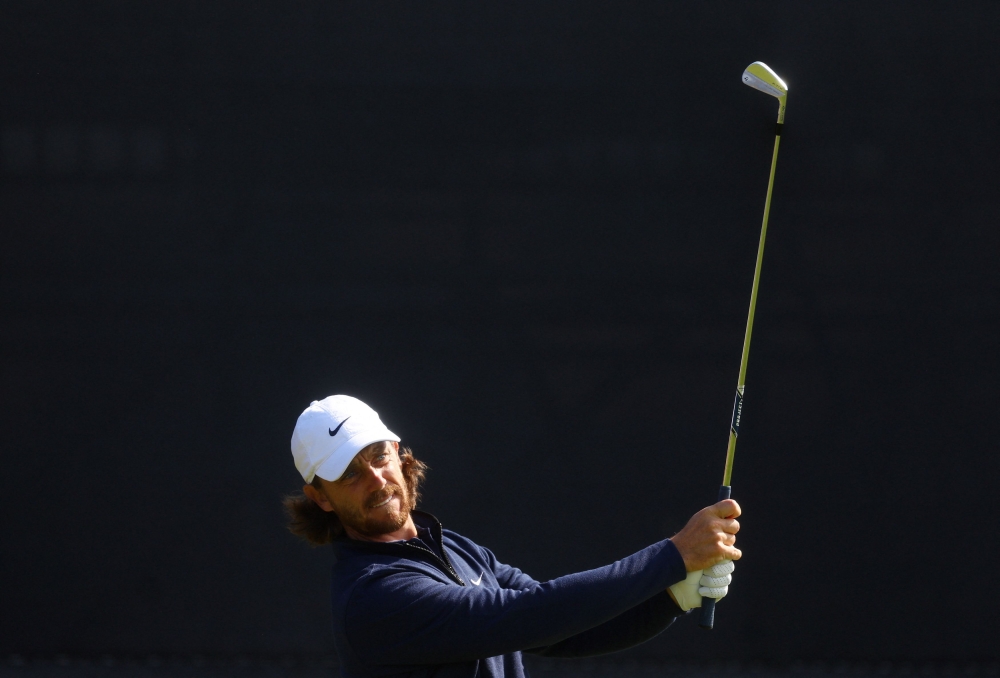England’s Tommy Fleetwood tees off on the 3rd hole during the first round of the British Open at Royal Liverpool, Hoylake, Britain, July 20, 2023. — Reuters pic 