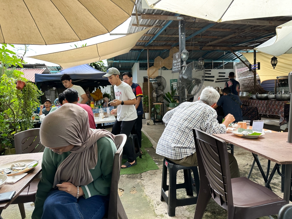 Find a table and go order your food at the counter.