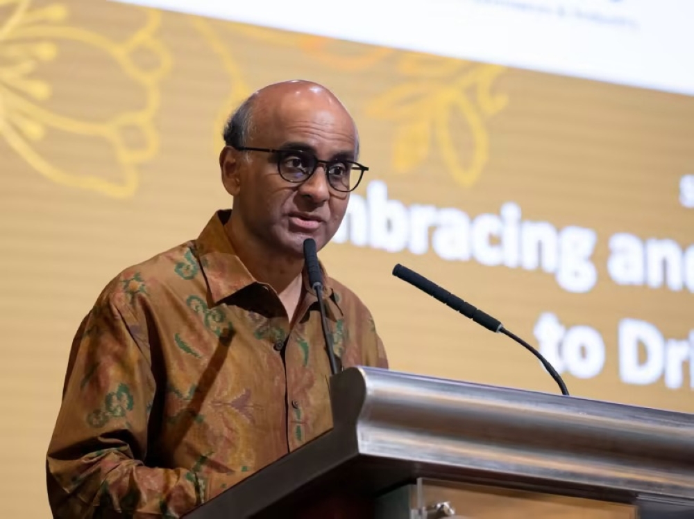 Tharman Shanmugaratnam delivers his speech during the Racial Harmony Day event at the Singapore Chinese Chamber of Commerce and Industry, located at Hill Street, on July 21, 2023. ― TODAY pic
