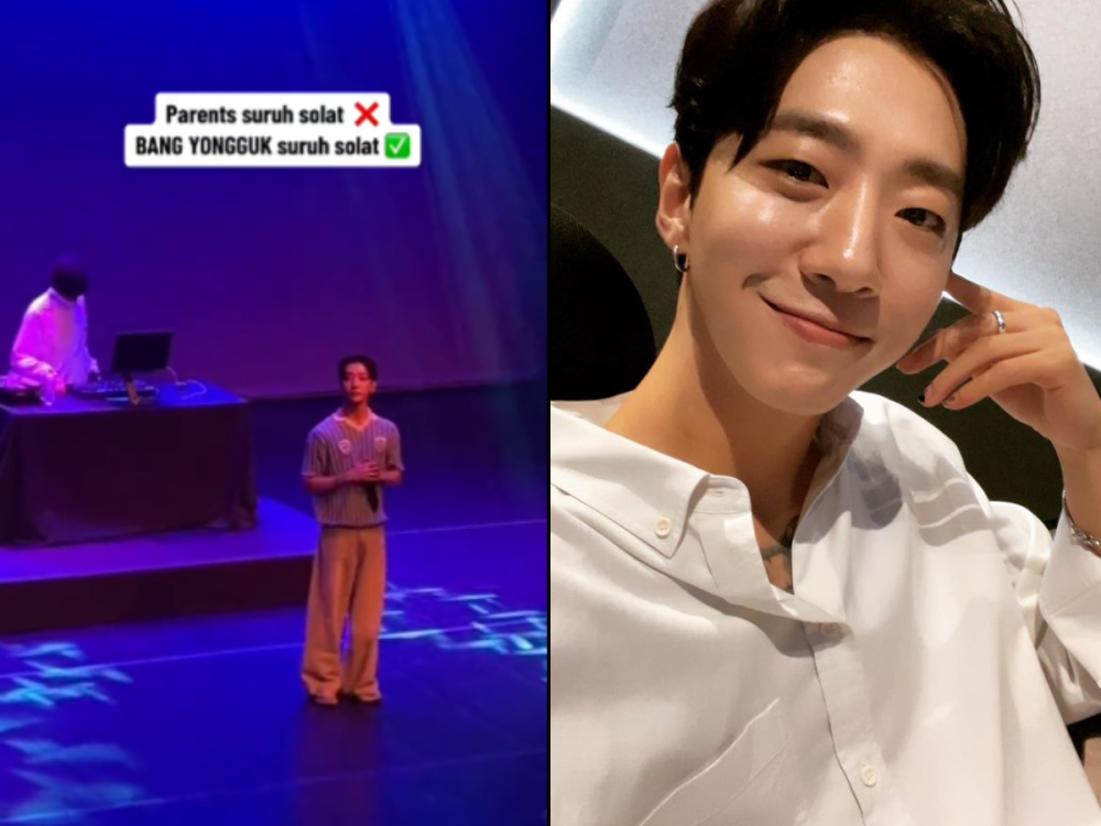 Bang Yong-Guk stopped the show for 15-minute break at his 'Colors of Bang Yongguk's' in KL, so fans could perform their Maghrib prayers. — Screenshot and picture via Twitter and Instagram/hamtorieie and Bang Yongguk.