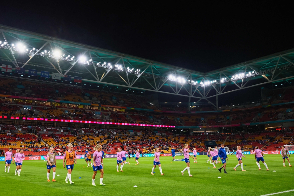 England players warm up prior to the start of the Australia and New Zealand 2023 Women’s World Cup Group D football match between England and Haiti at Brisbane Stadium in Brisbane on July 22, 2023. ― AFP pic