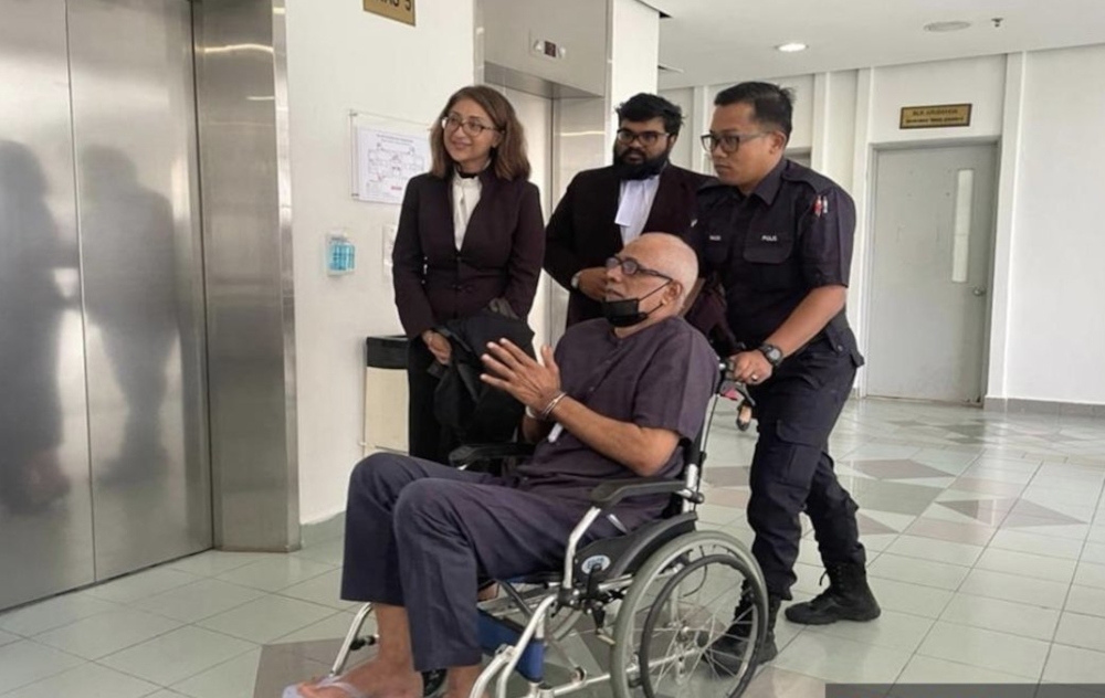Captain (R) Amiruddin @ Nadarajan Abdullah, 64, also faced 18 counts of cultivating marijuana plants, four counts of possessing marijuana and one for ingesting the drug. — Picture from Twitter/Bernama 